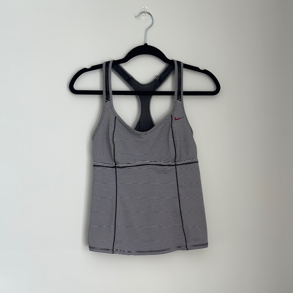 Nike black and White Striped Tank Top